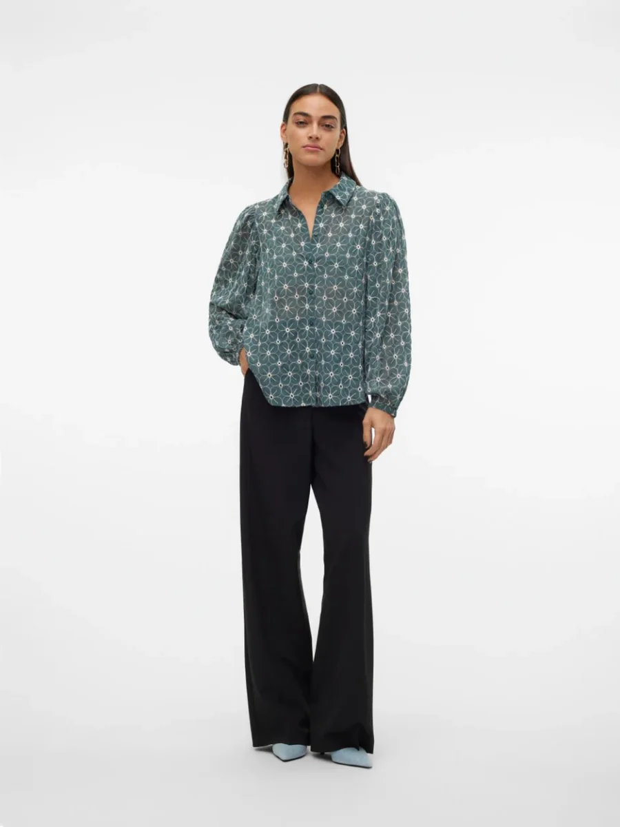 Vmruth L/s Shirt Wvn Btq - Donkergroen - Afbeelding 6