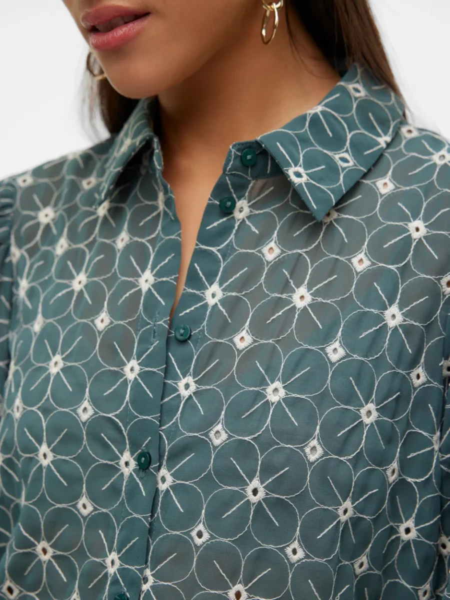 Vmruth L/s Shirt Wvn Btq - Donkergroen - Afbeelding 7