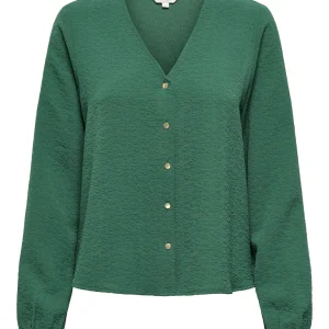 Onlsvenda Fr L/s Button Top Wvn Cs - Donkergroen