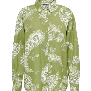 Onlbella Linen L/s Loose Shirt Ptm - Groen Dessin