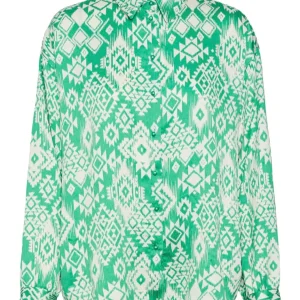 Vmgema Gida L/s Shirt Wvn Btq - Groen Dessin