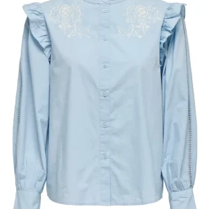 Onlsimm L/s Frill Top Ptm - Lichtblauw