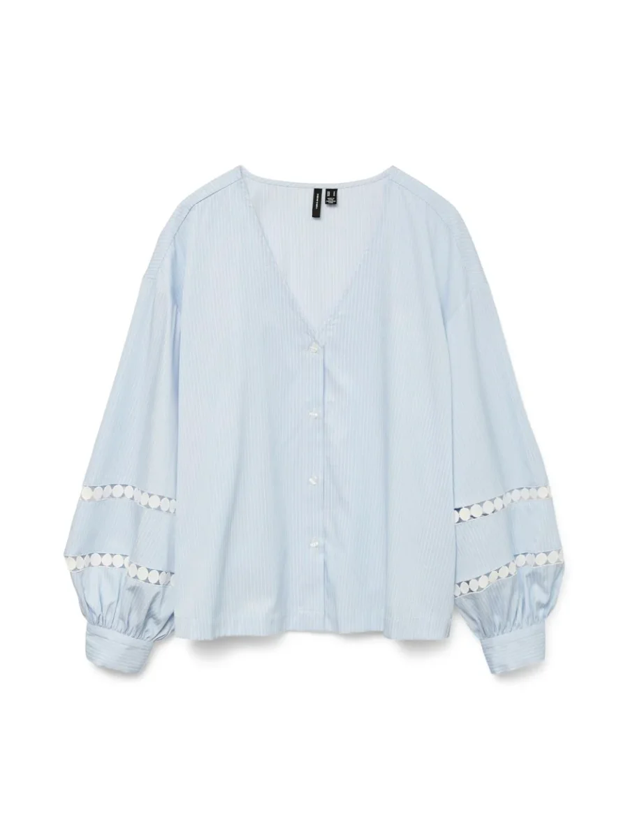 Vmjanni Tape Ls V-neck Top Wvn Ga L - Lichtblauw - Afbeelding 2