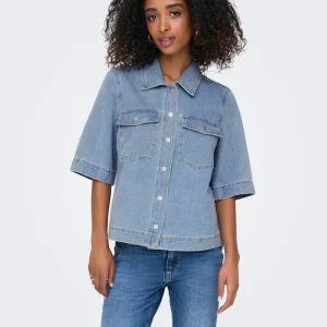 Onlbelle S/s Shirt Dnm Gua Noos - Lichtblauw