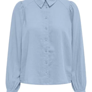 Onlcaro L/s Linen Bl Puff Shirt Cc - Lichtblauw