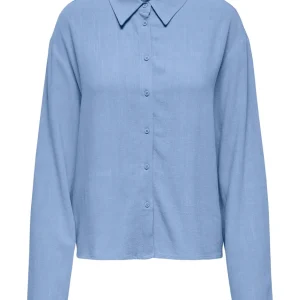 Onlsolvi L/s Linen Bl Shirt Cc Pnt - Lichtblauw