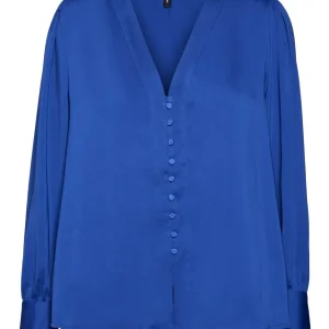 Vmgisana L/s V-neck Shirt Wvn Btq - Kobalt