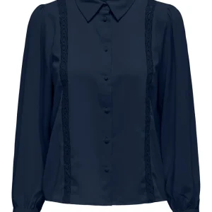 Opmelise Ls Lace Mix Shirt Wvn - Navy