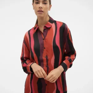 Vmelly L/s Shirt Wvn Btq - Rood Dessin