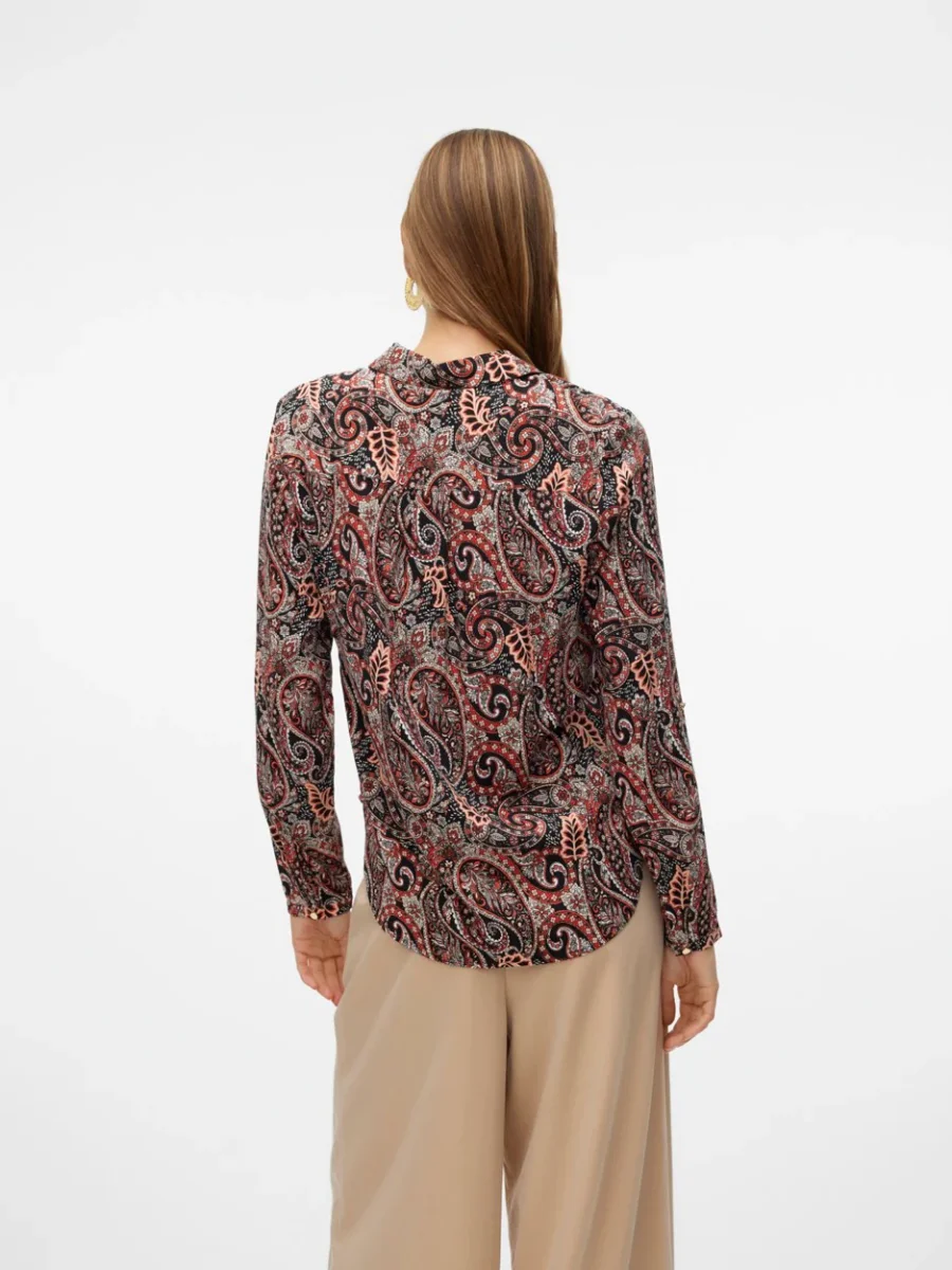 Vmmable L/s Shirt Wvn Btq - Rood Dessin - Afbeelding 4