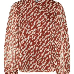 Vmrie L/s Shirt Wvn Btq Ga - Rood Dessin