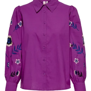 Onlzora Lise Ls Emb. Shirt Wvn Cs - Cerise