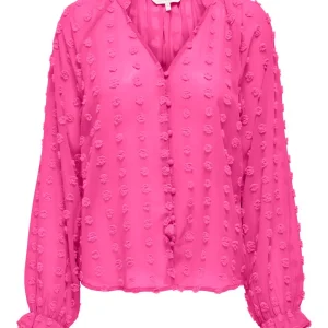 Onlpixi Dobby Life Button Top Wvn C - Fuchsia