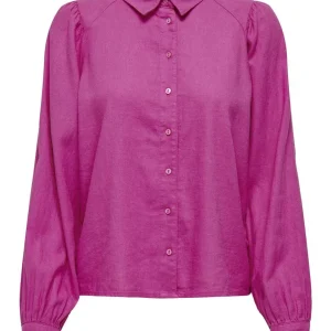 Onlcaro L/s Linen Bl Puff Shirt Cc - Fuchsia