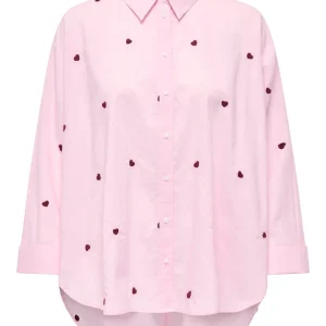 Onlnewlina Grace Ls Emb Shirt Noos - Roze Dessin