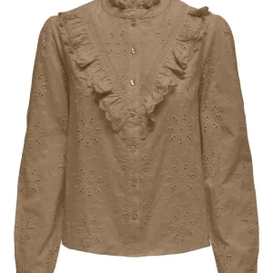 Onlrebecca Boa Emb Frill Shirt Wvn - Bruin