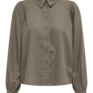 Onlcaro L/s Linen Bl Puff Shirt Cc - Taupe