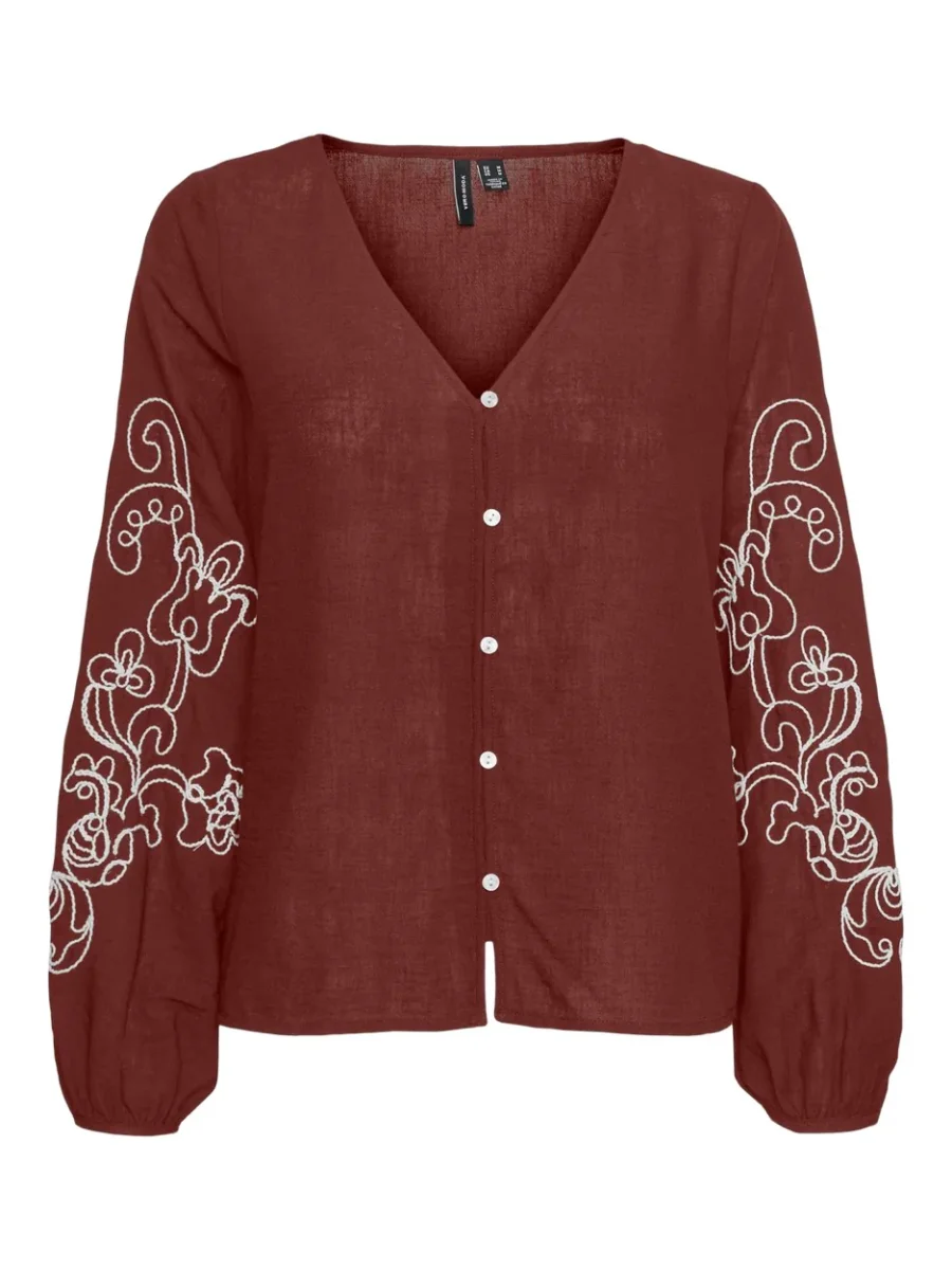 Vmsanne Ls Shirt Wvn Ga - Brique - Afbeelding 2