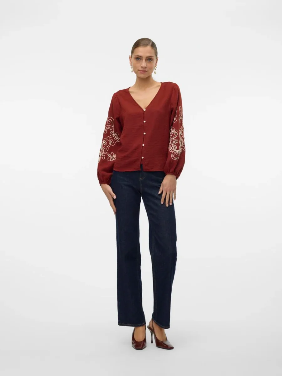 Vmsanne Ls Shirt Wvn Ga - Brique - Afbeelding 5