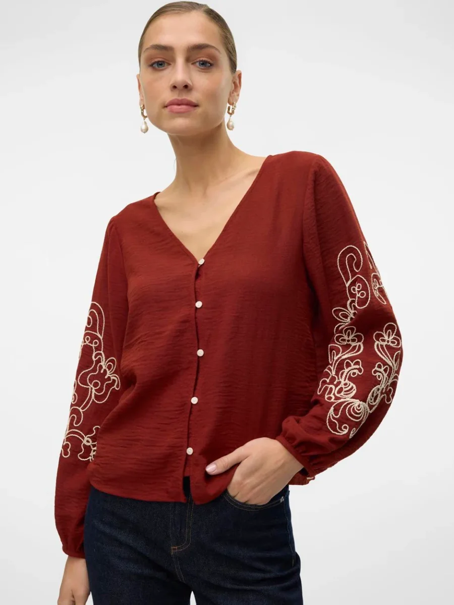 Vmsanne Ls Shirt Wvn Ga - Brique - Afbeelding 6