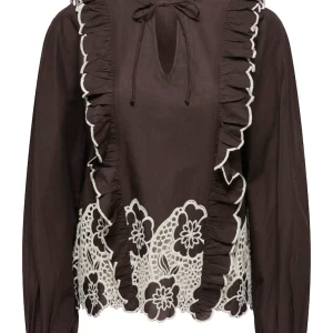 Jdyholly L/s Emb Top Wvn Exp - Bruin Dessin