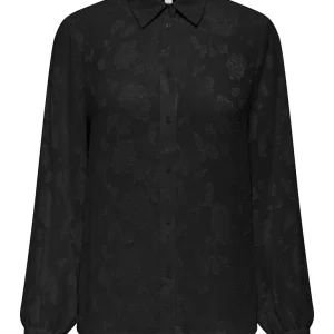 Onldoreen Ls Jaquard Shirt Wvn Cs - Zwart