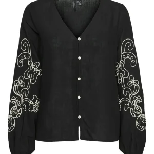 Vmsanne Ls Shirt Wvn Ga - Zwart