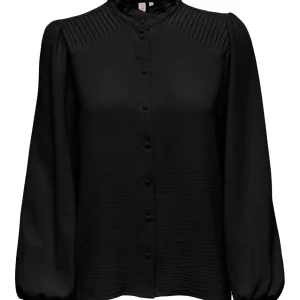 Onlmette Ls Pleat Shirt Wvn - Zwart