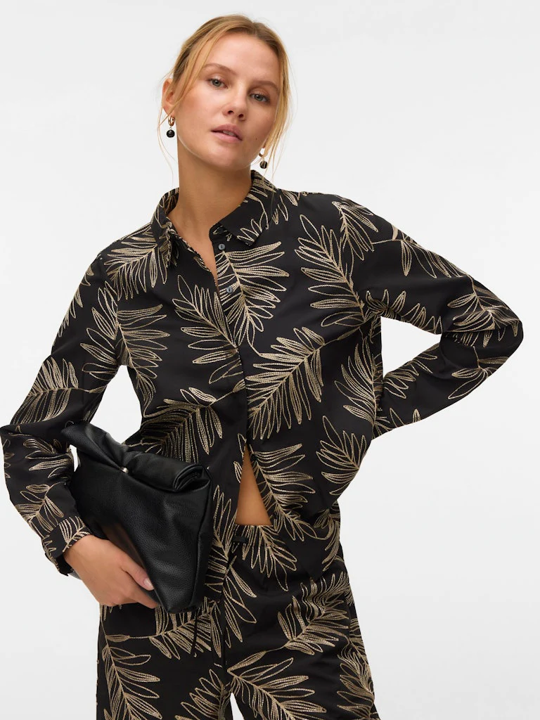 Vmgertrude L/s Shirt Wvn Btq Ga - Zwart Dessin - Afbeelding 4