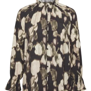 Vmcelina L/s Frill Shirt Wvn Exp - Zwart Dessin