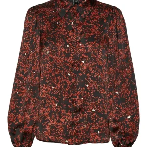 Vmeya L/s Shirt Wvn Btq - Zwart Dessin