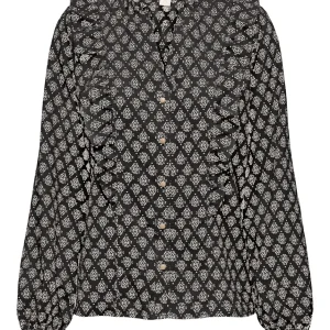 Onllusia Life Ls V-neck Top Wvn Cs - Zwart Dessin