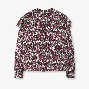 Ladies Woven Blurry Flower Blouse - Multicolor