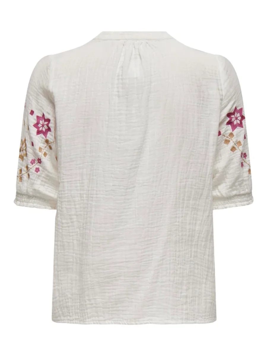 Onlthyra Life Ss V-neck Shirt Wvn C - Off-white - Afbeelding 3