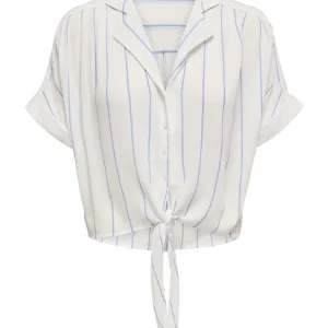 Onlpaula Life S/s Tie Shirt Wvn Noos - Wit Dessin