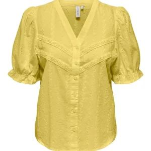 Onlfrida Ss V-neck Button Top Wvn - Oker