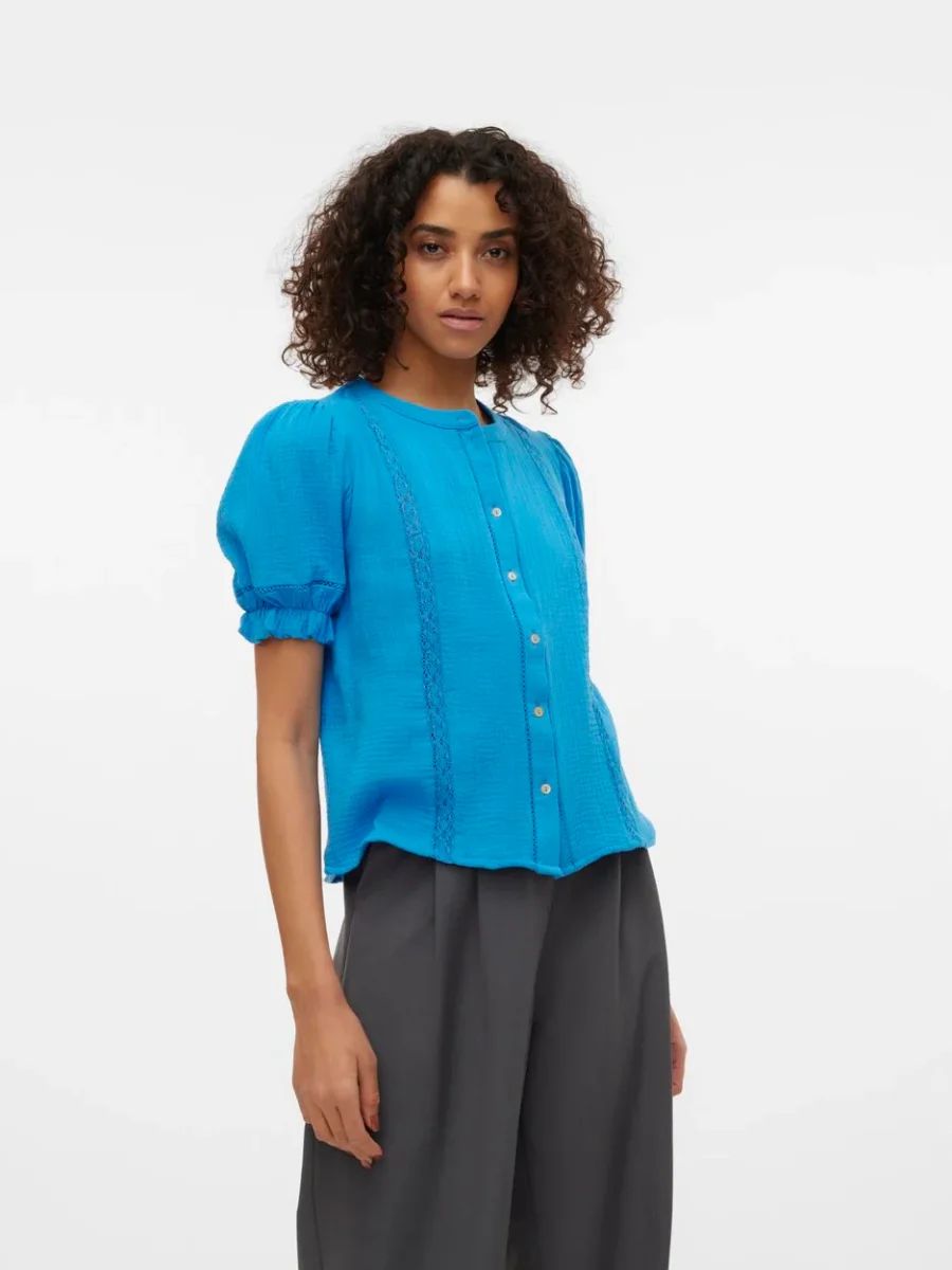 Vmnatali 2/4 Lace Short Top Wvn Ga - Kobalt - Afbeelding 3