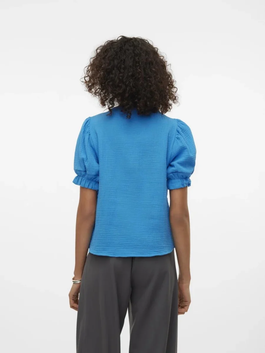 Vmnatali 2/4 Lace Short Top Wvn Ga - Kobalt - Afbeelding 4