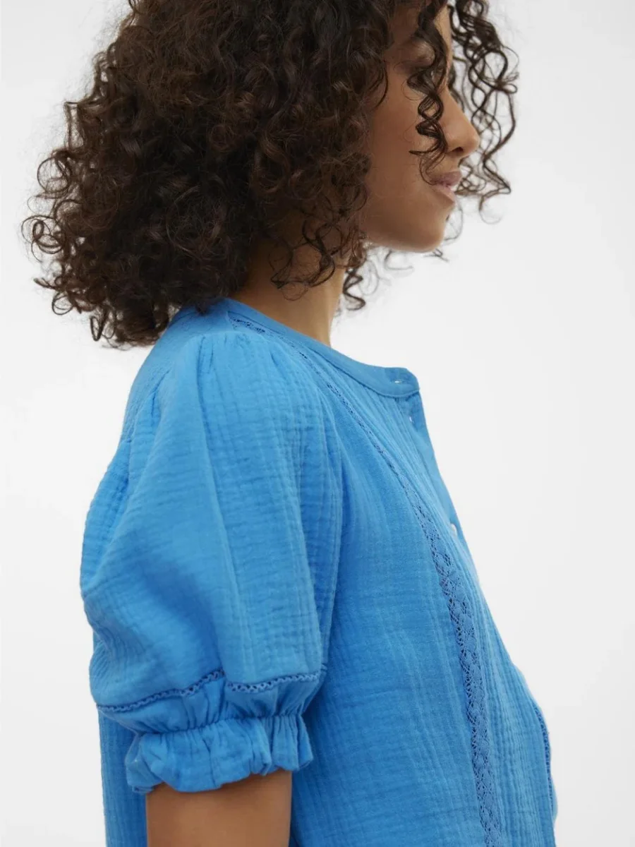 Vmnatali 2/4 Lace Short Top Wvn Ga - Kobalt - Afbeelding 5