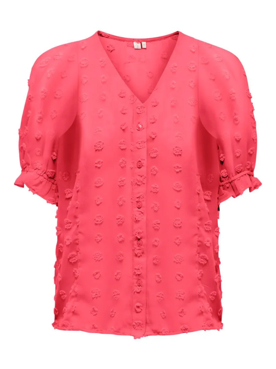 Onlpixi Dobby Life Ss Frill Top Wvn - Fuchsia - Afbeelding 2