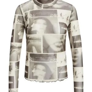 Jxmaui Ls High Neck Mesh Top - Groen Dessin