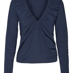 Vmhanna Bianca Ls V-neck Top Jrs Po - Navy