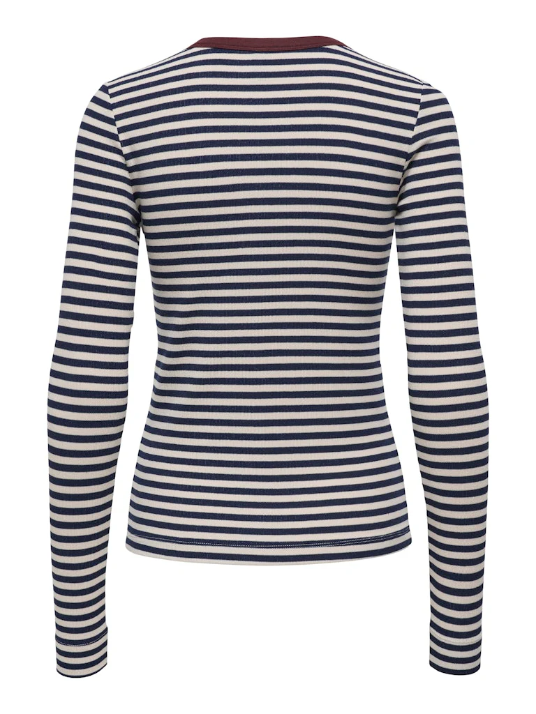 Onlelene L/s Fitted Top Jrs - Blauw Dessin - Afbeelding 3