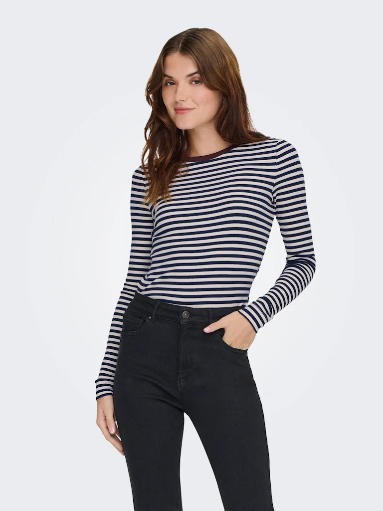 Onlelene L/s Fitted Top Jrs - Blauw Dessin - Afbeelding 4