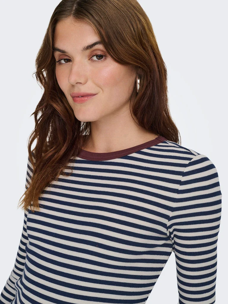 Onlelene L/s Fitted Top Jrs - Blauw Dessin - Afbeelding 5