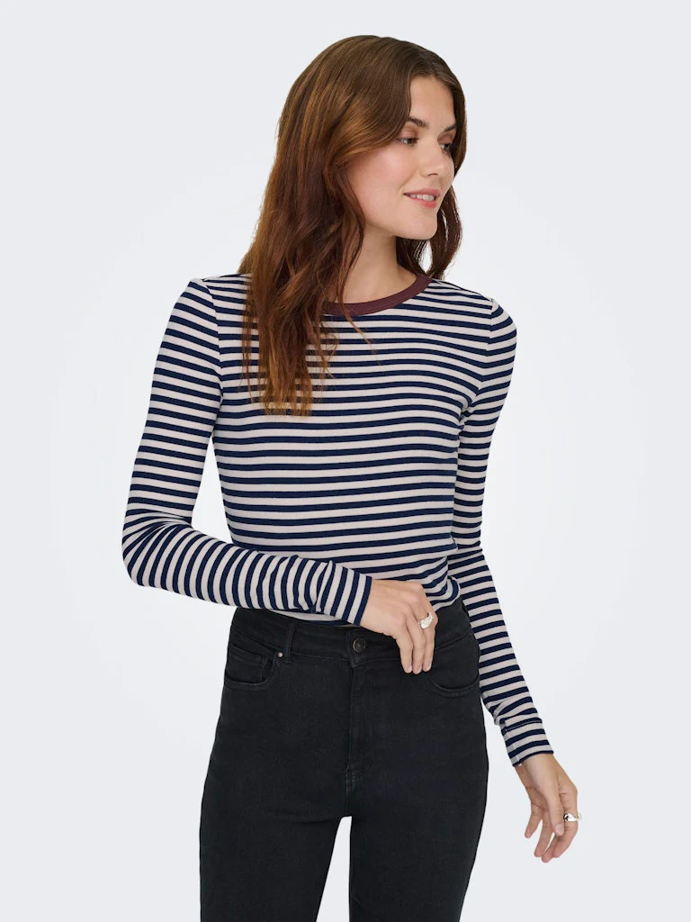 Onlelene L/s Fitted Top Jrs - Blauw Dessin - Afbeelding 8