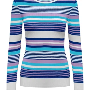 Onlmeleka Ls O-neck Stripe Cc Knt - Paars Dessin
