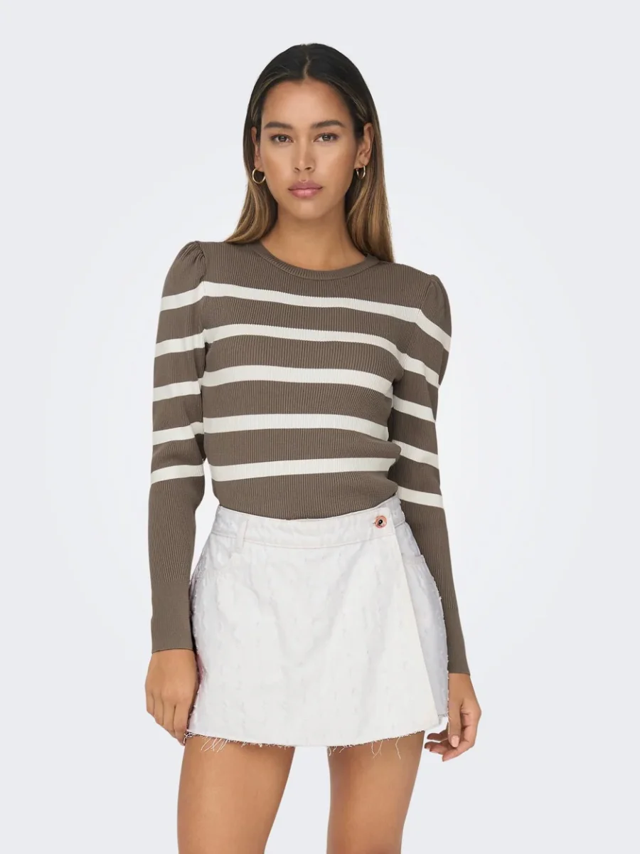 Onlsally Ls Puff Pullover - Bruin Dessin - Afbeelding 4