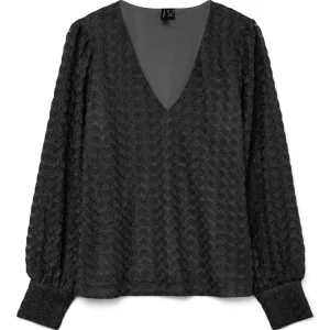 Vmbecca Ls V-neck Lace Top Jrs Noos - Zwart