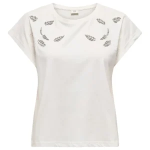 Jdyrose Ss O-neck Emb Top - Off-white